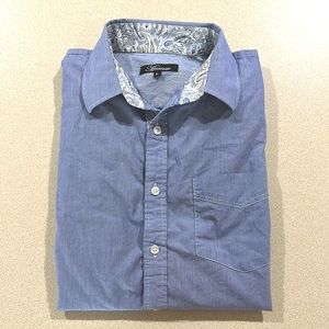 Meccano, Men’s Large blue woven button down shirt